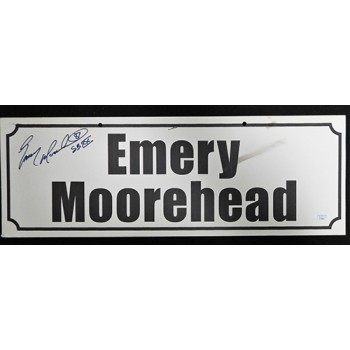 Emery Moorehead Signed 7x20 Name Plate Convention Sign JSA Authenticated