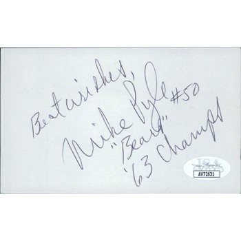 Mike Pyle Chicago Bears Signed 3x5 Index Card JSA Authenticated