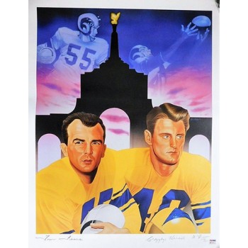 Los Angeles Rams Elroy Hirsch & Tom Fears Signed 21x28 Lithograph PSA Authentic