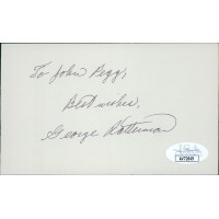 George Ratterman Cleveland Browns Signed 3x5 Index Card JSA Authenticated