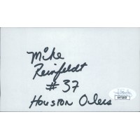 Mike Reinfeldt Houston Oilers Signed 3x5 Index Card JSA Authenticated