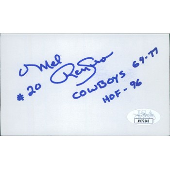 Mel Renfro Dallas Cowboys Signed 3x5 Index Card JSA Authenticated