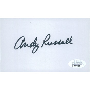 Andy Russell Pittsburgh Steelers Signed 3x5 Index Card JSA Authenticated