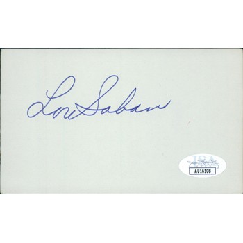 Lou Saban Football Coach Signed 3x5 Index Card JSA Authenticated