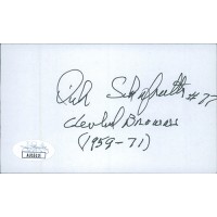 Dick Schafrath Cleveland Browns Signed 3x5 Index Card JSA Authenticated