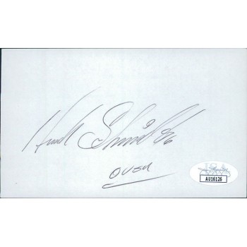 Hank Schmidt San Diego Chargers Signed 3x5 Index Card JSA Authenticated