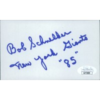 Bob Schnelker New York Giants Signed 3x5 Index Card JSA Authenticated