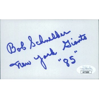 Bob Schnelker New York Giants Signed 3x5 Index Card JSA Authenticated