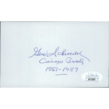 Gene Schroeder Chicago Bears Signed 3x5 Index Card JSA Authenticated