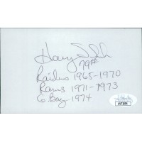 Harry Schuh Oakland Raiders Signed 3x5 Index Card JSA Authenticated