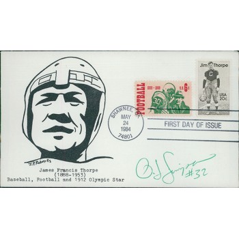 O.J. Simpson Signed Jim Thorpe First Day Issue Cachet JSA Authenticated