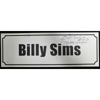 Billy Sims Signed 7x20 Name Plate Convention Sign JSA Authenticated