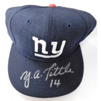 Y.A. Tittle New York Giants Signed Roman Fitted Hat JSA Authenticated