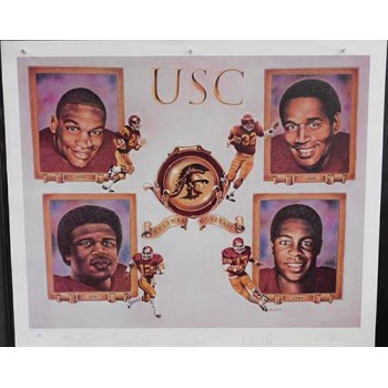 USC Trojans Simpson, Allen, White Garrett Signed Lithograph JSA Authenticated