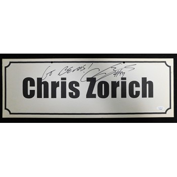 Chris Zorich Signed 7x20 Name Plate Convention Sign JSA Authenticated