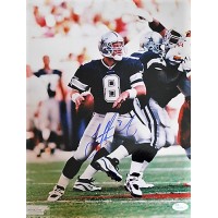 Troy Aikman Dallas Cowboys Signed NFL Football 11x14 Photo JSA Authenticated