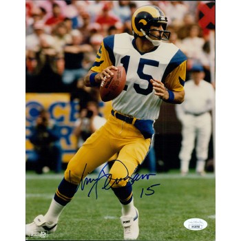 Vince Ferragamo Los Angeles Rams Signed 8x10 Glossy Photo JSA Authenticated