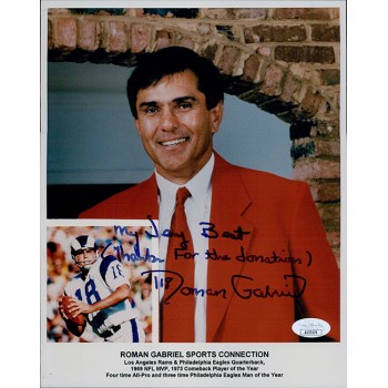 Roman Gabriel Los Angeles Rams Signed 8x10 Glossy Photo JSA Authenticated