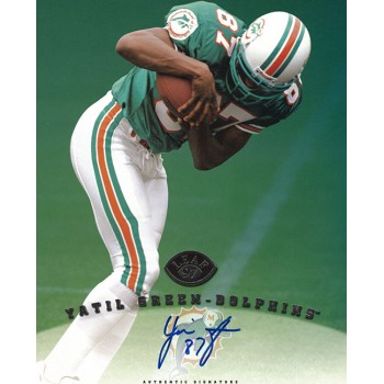 Yatil Green Miami Dolphins Signed 8x10 Card Stock Photo 97 Leaf Authenticated