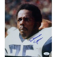 Deacon Jones Los Angeles Rams Signed 8x10 Glossy Photo JSA Authenticated