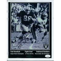 Ted Kwalick Oakland Raiders Signed 8.5x11 Cardstock Photo JSA Authenticated