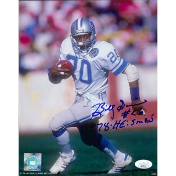 Billy Sims Detroit Lions Signed 8x10 Glossy Photo JSA Authenticated