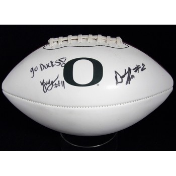 Oregon Ducks Dont'e Thornton Troy Franklin Signed Football JSA Authenticated