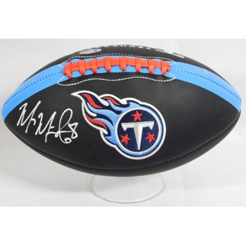 Marcus Mariota Tennessee Titans Signed Logo Black Football Beckett Authenticated