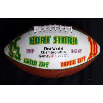 Bart Starr Signed Wilson Painted Panel Football JSA Authenticated