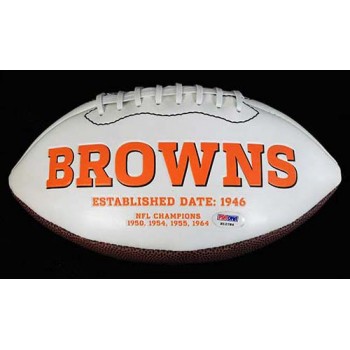 Brandon Weeden Cleveland Browns Signed White Panel Logo Football PSA Authenticated