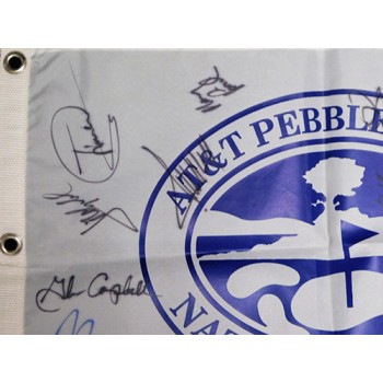 AT&T Pebble Beach Signed Golf Flag by Donald Trump Tiger Woods +20 JSA Authen