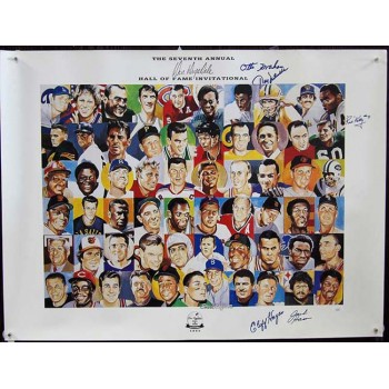 Don Drysdale 1993 Invitational Signed 25x32 Poster by 6 Players JSA Authentic