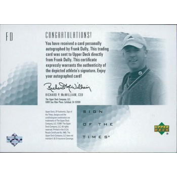 Frank Dully Golfer Signed 2001 Upper Deck SP Authentic Sign of The Times Card #FD