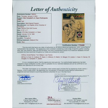 Glen Campbell 1983 LA Open Signed Program JSA Authenticated by 19 Palmer Glen Campbell 1983 LA Open Signed Program JSA Authenticated by 19 Palmer