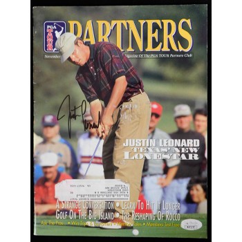 Justin Leonard PGA Golfer Signed PGA Tour Partners Magazine JSA Authenticated