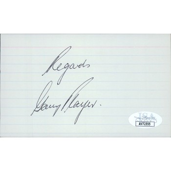 Gary Player PGA Golfer Signed 3x5 Index Card JSA Authenticated