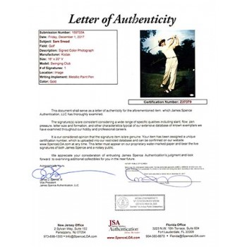 Sam Snead Golfer PGA Signed 16x20 Glossy Photo JSA Authenticated