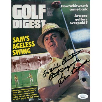 Sam Snead Golfer PGA Signed Golf Digest Magazine Page JSA Authenticated