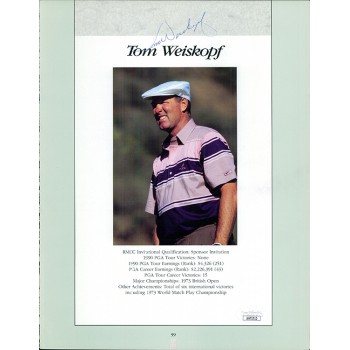 Tom Weiskopf PGA Golfer Signed 8.5x11 Program Photo Page JSA Authenticated