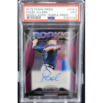 Kolby Allard Signed 2019 Panini Prizm Purple Rookie Card #RA-KA PSA 9 Mint /50