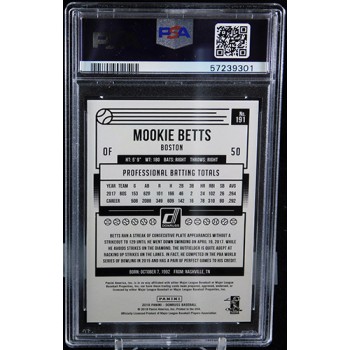 Mookie Betts Boston Red Sox 2018 Panini Donruss Card #191 PSA 9 Mint