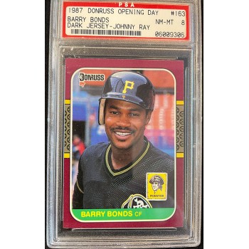 Barry Bonds 1987 Donruss Opening Day Johnny Ray Card #163 PSA 8 Near Mint Error