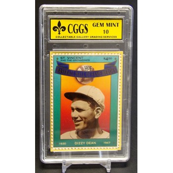 Dizzy Dean 1992 St. Vincent HOF Heroes Stamps Baseball Card #2 CGGS 10 Gem Mint