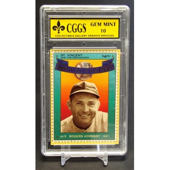 Rogers Hornsby 1992 St. Vincent HOF Heroes Stamps Card #6 CGGS 10 Gem Mint