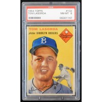 Tommy LaSorda Brooklyn Dodgers 1954 Topps Baseball Card #132 PSA 8 NM-MT Rookie