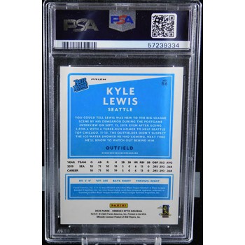 Kyle Lewis Seattle Mariners 2020 Panini Donruss Optic Card #56 PSA 10 Gem Mint