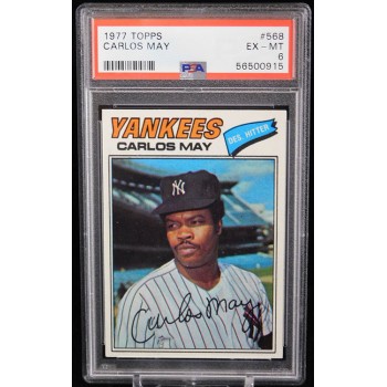 Carlos May New York Yankees 1977 Topps Baseball Card #568 PSA 6 EX-MT