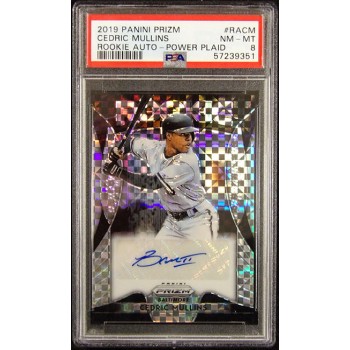 Cedric Mullins Signed 2019 Panini Prizm Power Plaid Rookie Card #RA-CM PSA 8 /75