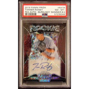 Tanner Rainey Signed 2019 Panini Prizm Burgundy Rookie Card #RA-TR PSA 8.5 /25