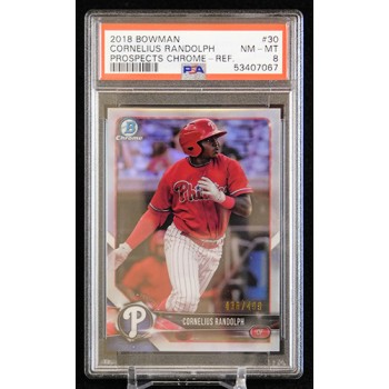 Cornelius Randolph 2018 Bowman Chrome Refractor Card #BCP30 PSA 8 NM-MT /499